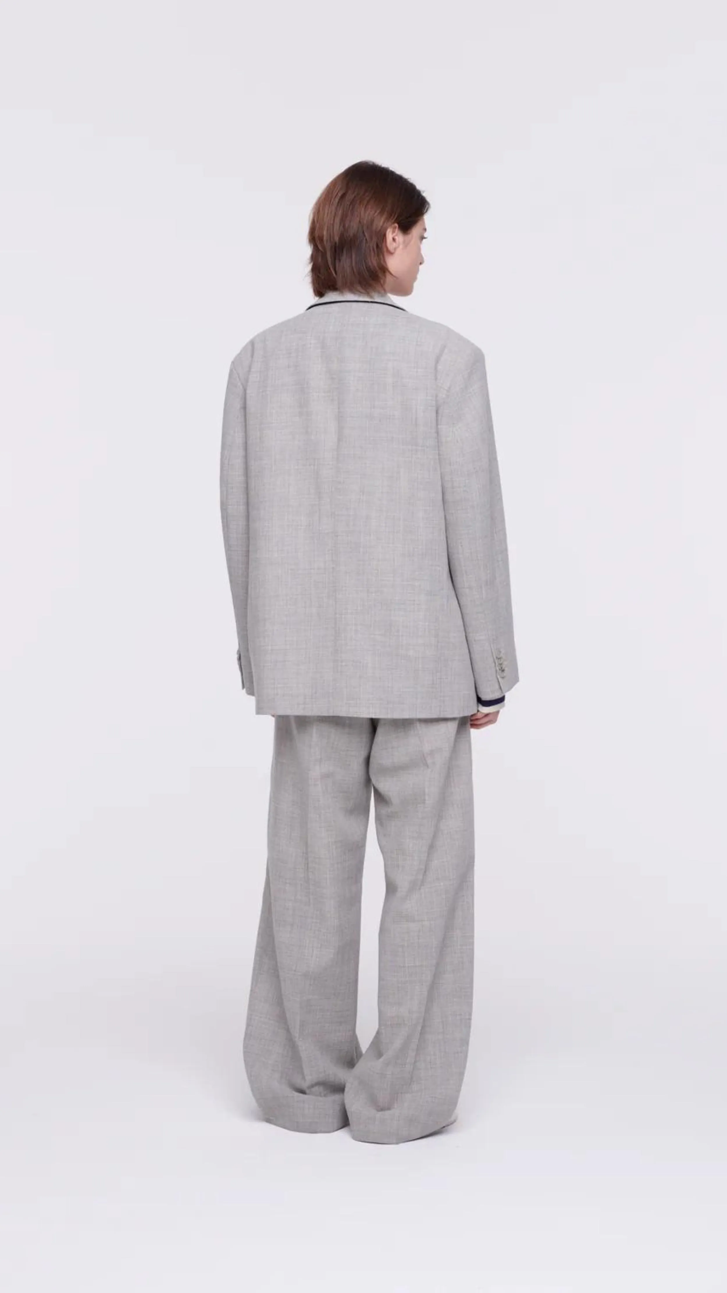 Pleated Melange Wide Leg Pants