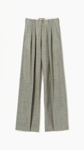 Pleated Melange Wide Leg Pants