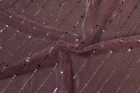 Precut of 1 Meter Purple & Peach Double Shade Lurex Knit With Sequin Work Fabric