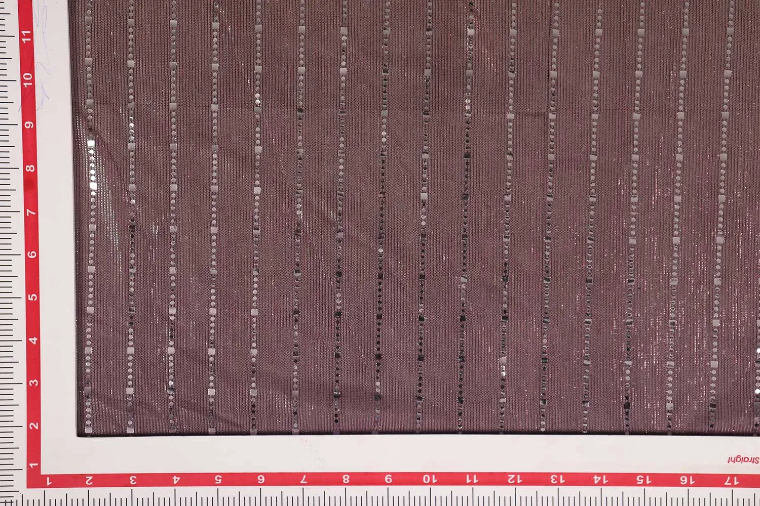 Precut of 1 Meter Purple & Peach Double Shade Lurex Knit With Sequin Work Fabric