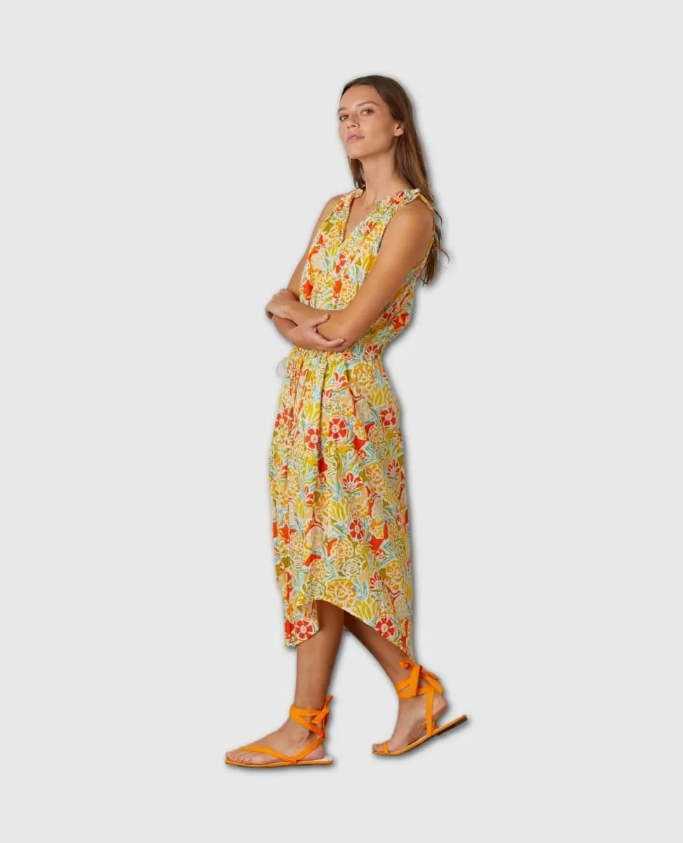 Ramona Tropical Bahama Print Midi Dress