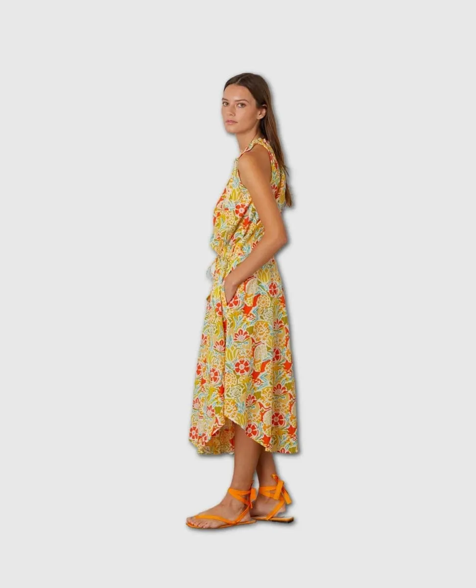 Ramona Tropical Bahama Print Midi Dress