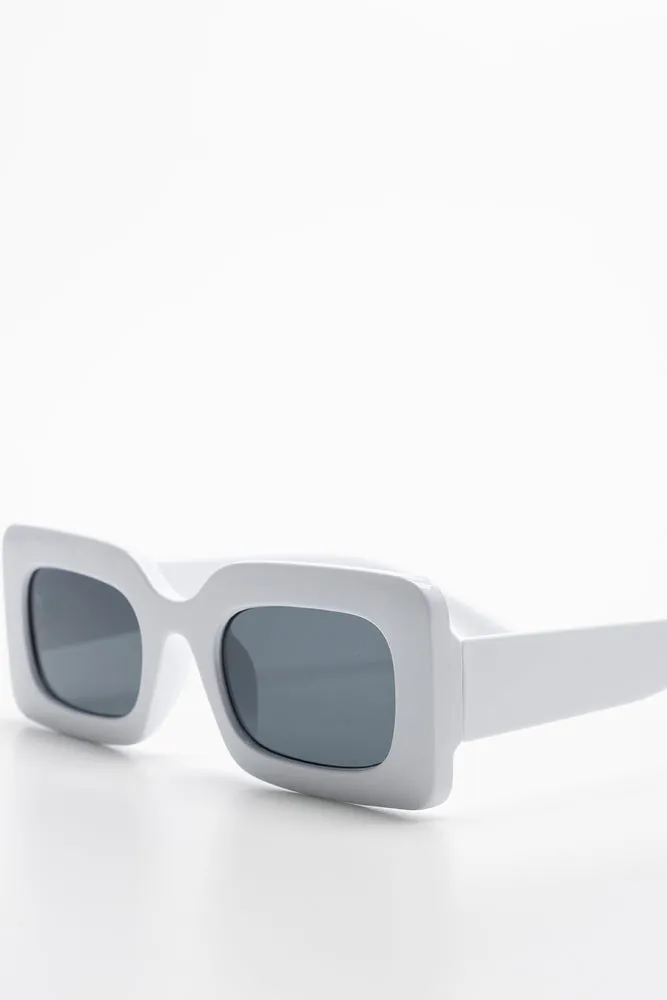 Rectangular Sunglasses White