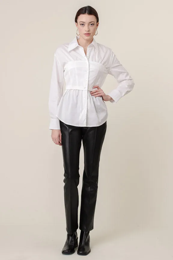 Rene Poplin Collared Top