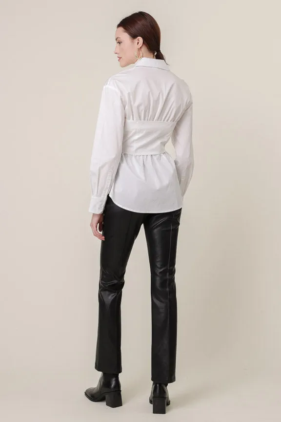 Rene Poplin Collared Top