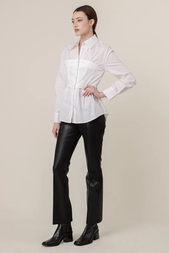 Rene Poplin Collared Top