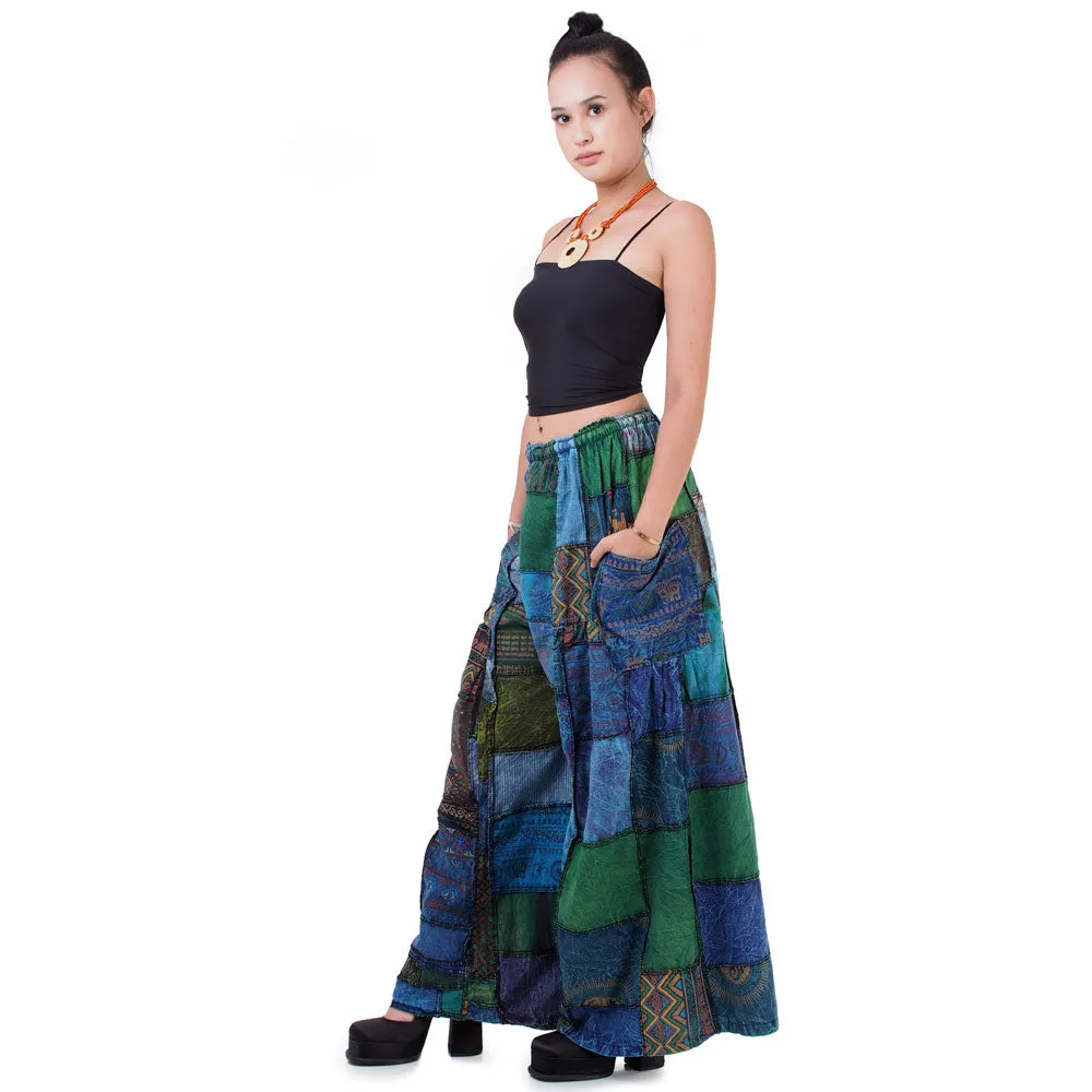 Royal Purple Patchwork Wide-Leg Palazzo Pants