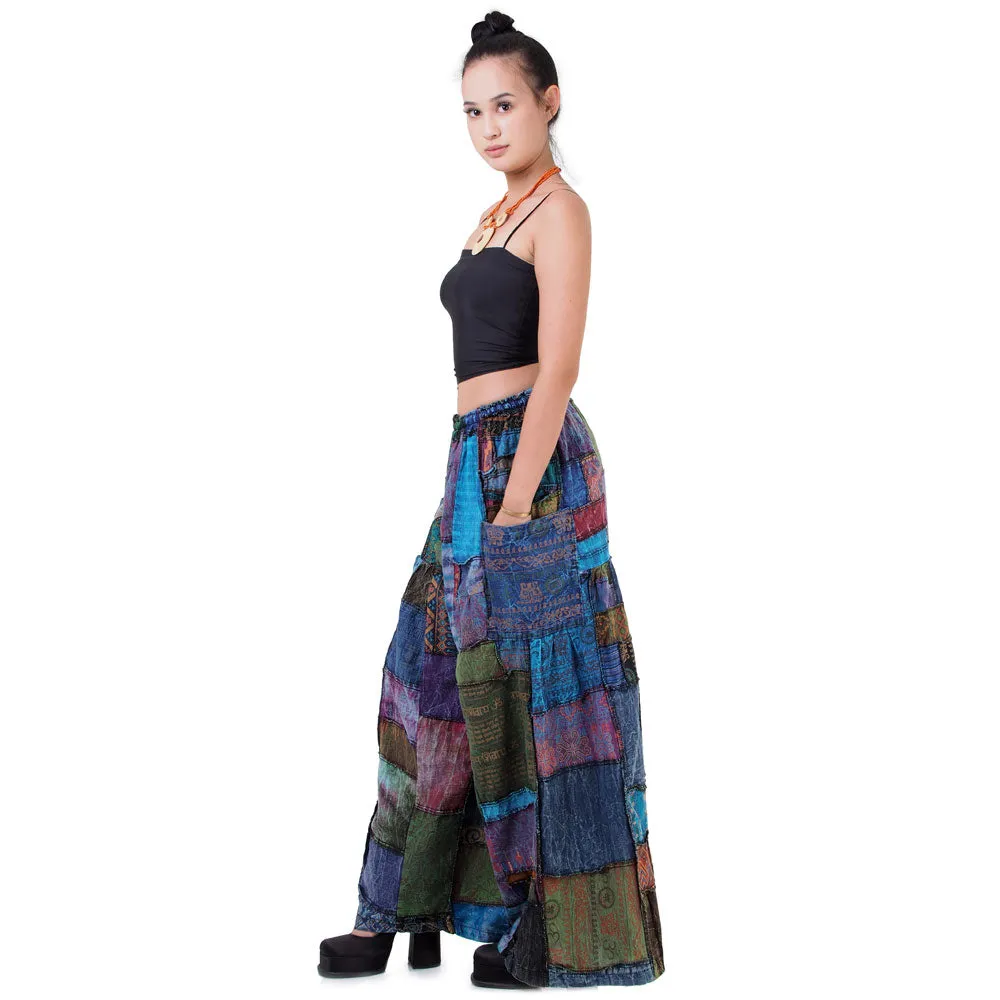 Royal Purple Patchwork Wide-Leg Palazzo Pants