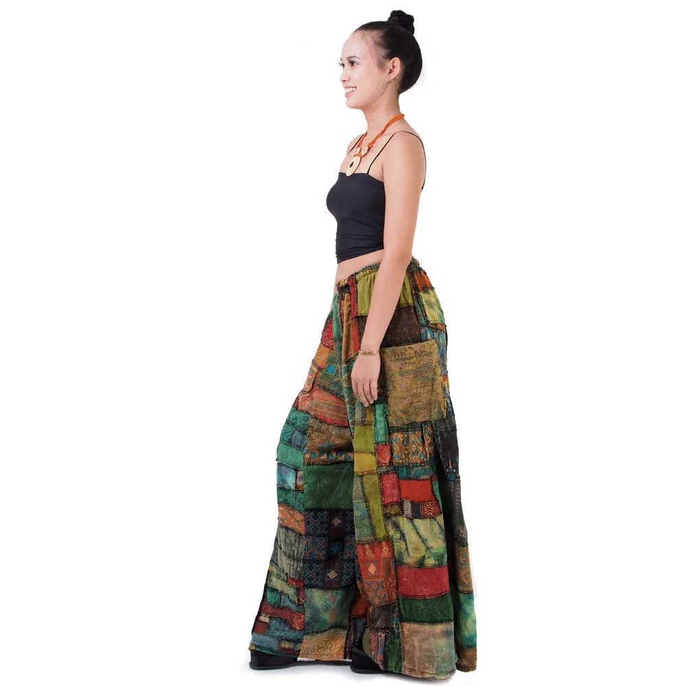 Royal Purple Patchwork Wide-Leg Palazzo Pants