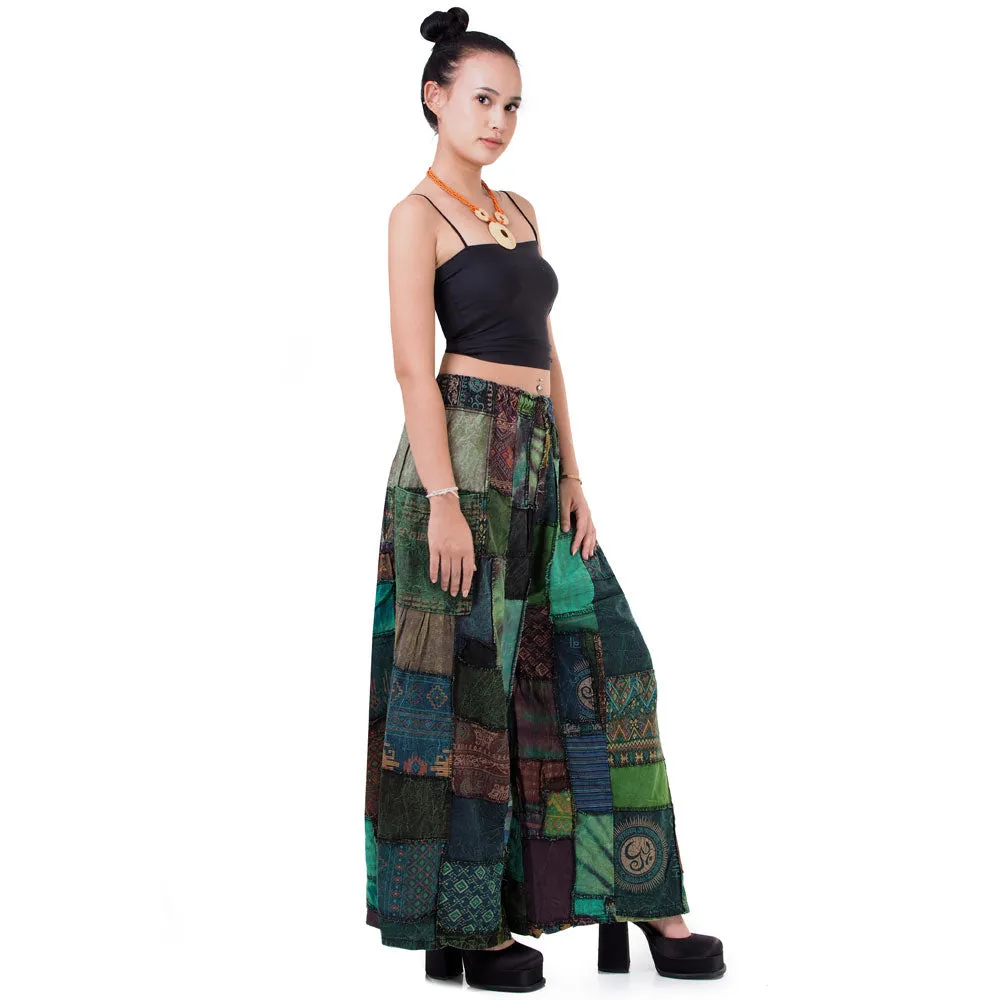 Royal Purple Patchwork Wide-Leg Palazzo Pants
