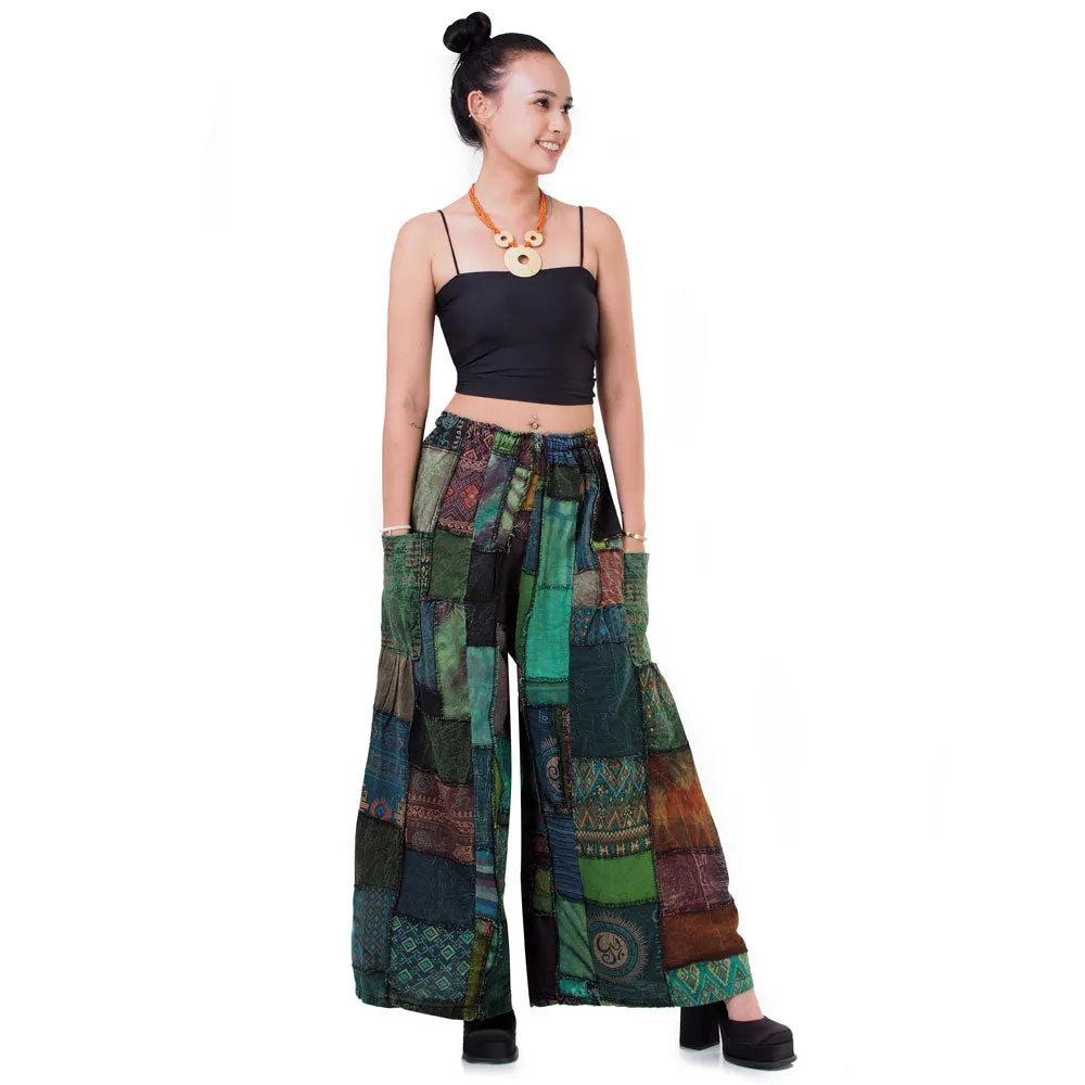 Royal Purple Patchwork Wide-Leg Palazzo Pants