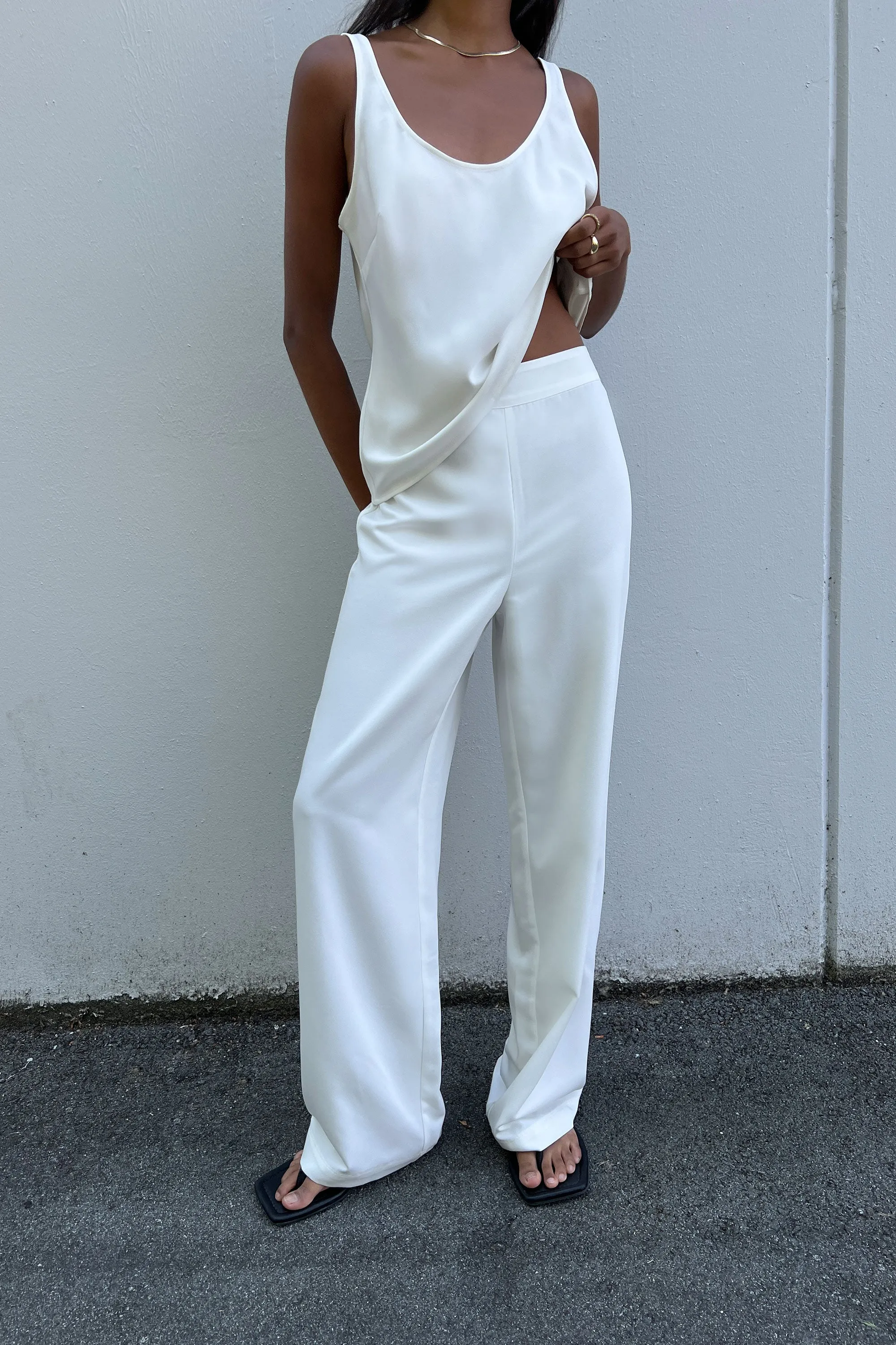 SATIN CREPE WIDE LEG PANT
