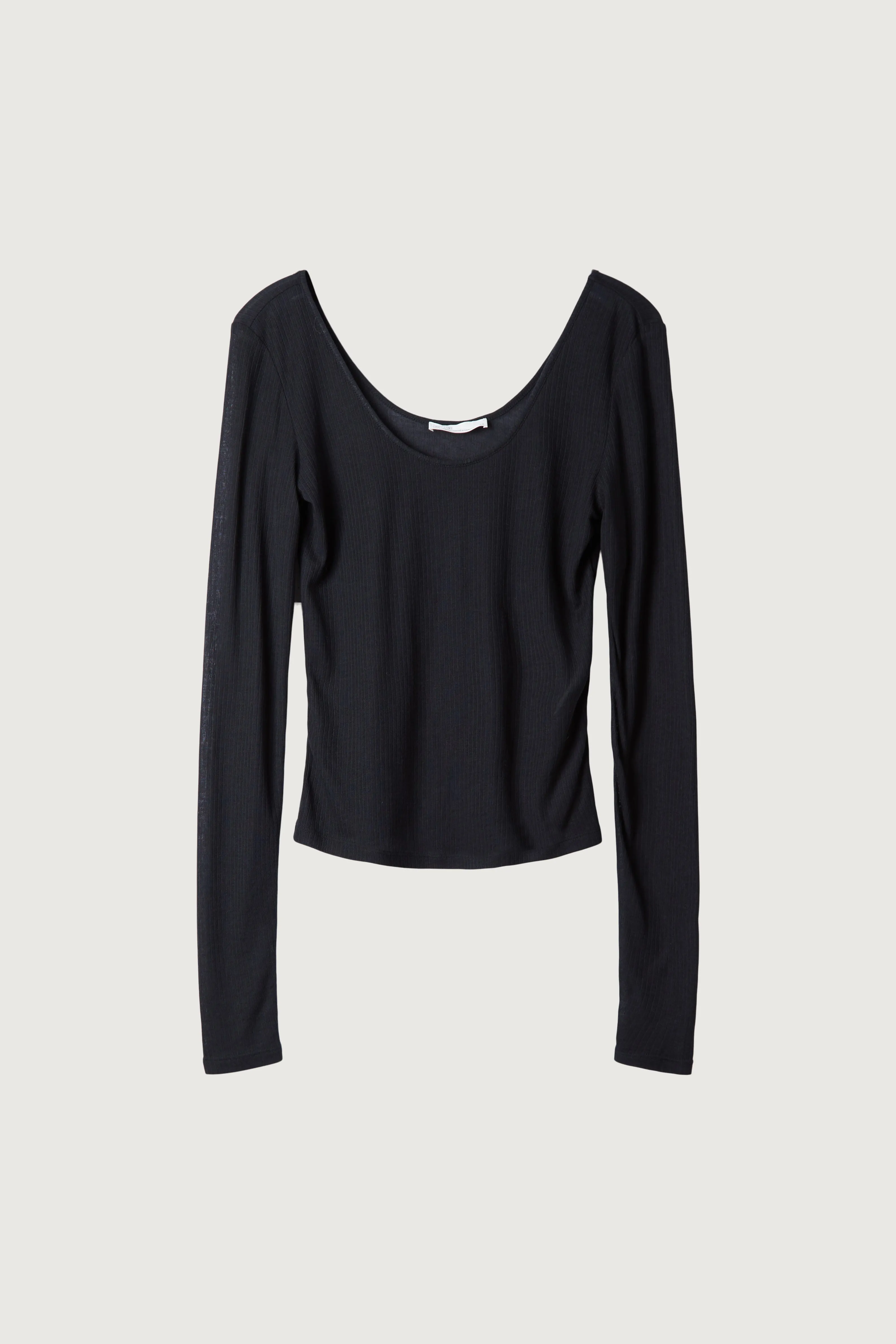 SHEER SCOOP NECK LONG SLEEVE TOP