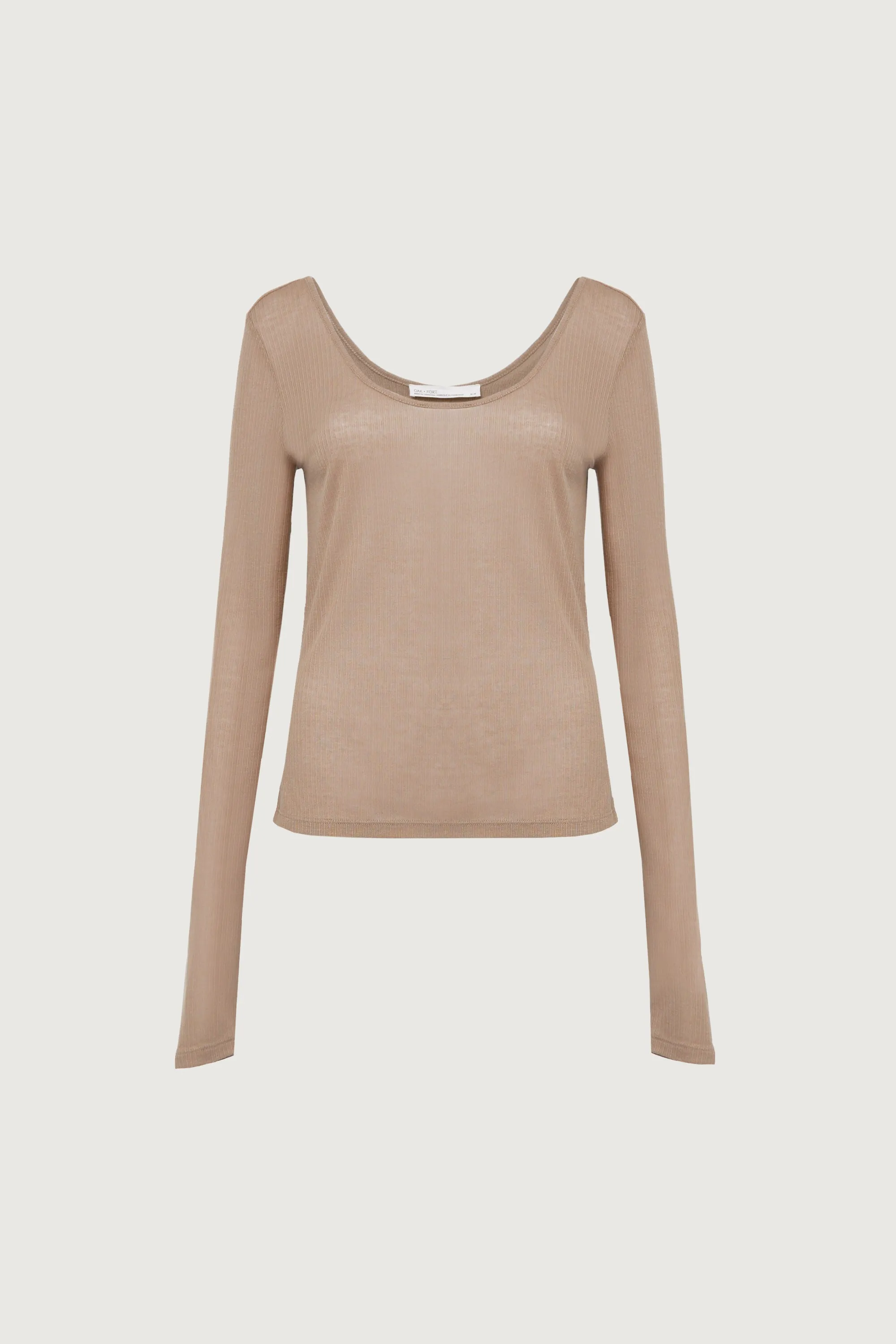 SHEER SCOOP NECK LONG SLEEVE TOP