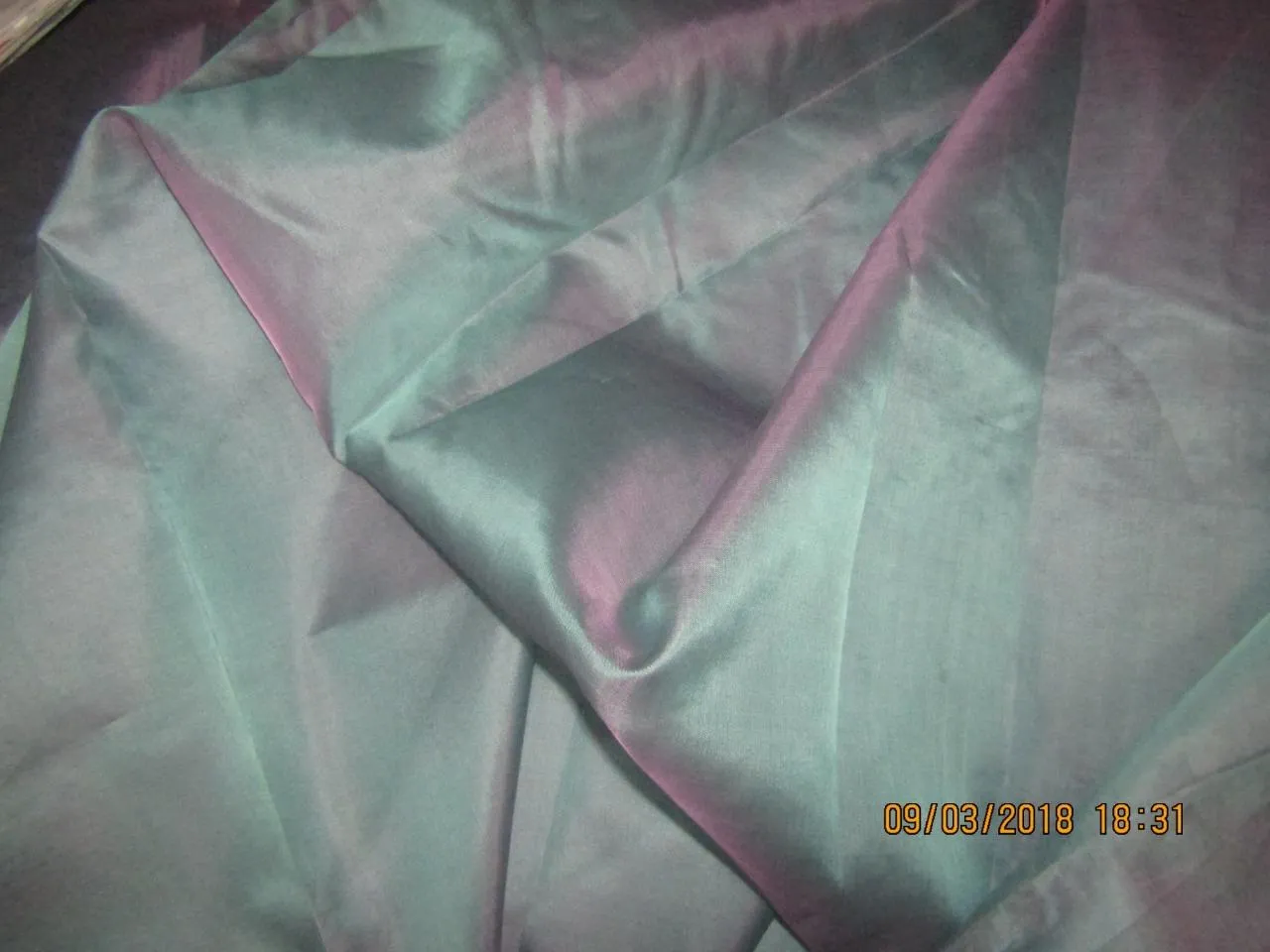 Silk Organza fabric blue x pink color 54&quot; wide pkt #28[6]