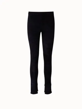 Skinny Lamb Suede Pants with Slits