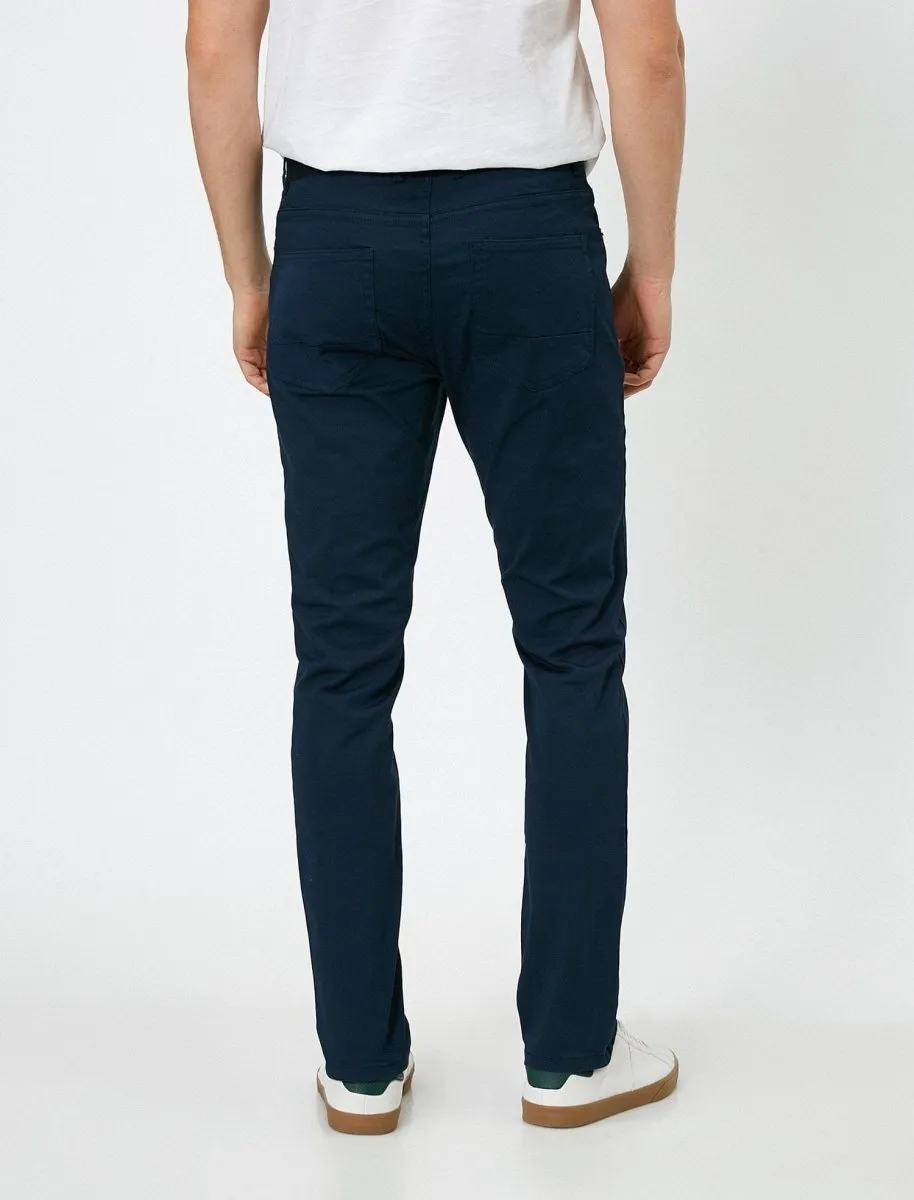 Slim Fit Twill Pants in Navy