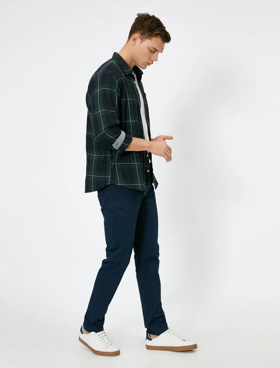 Slim Fit Twill Pants in Navy