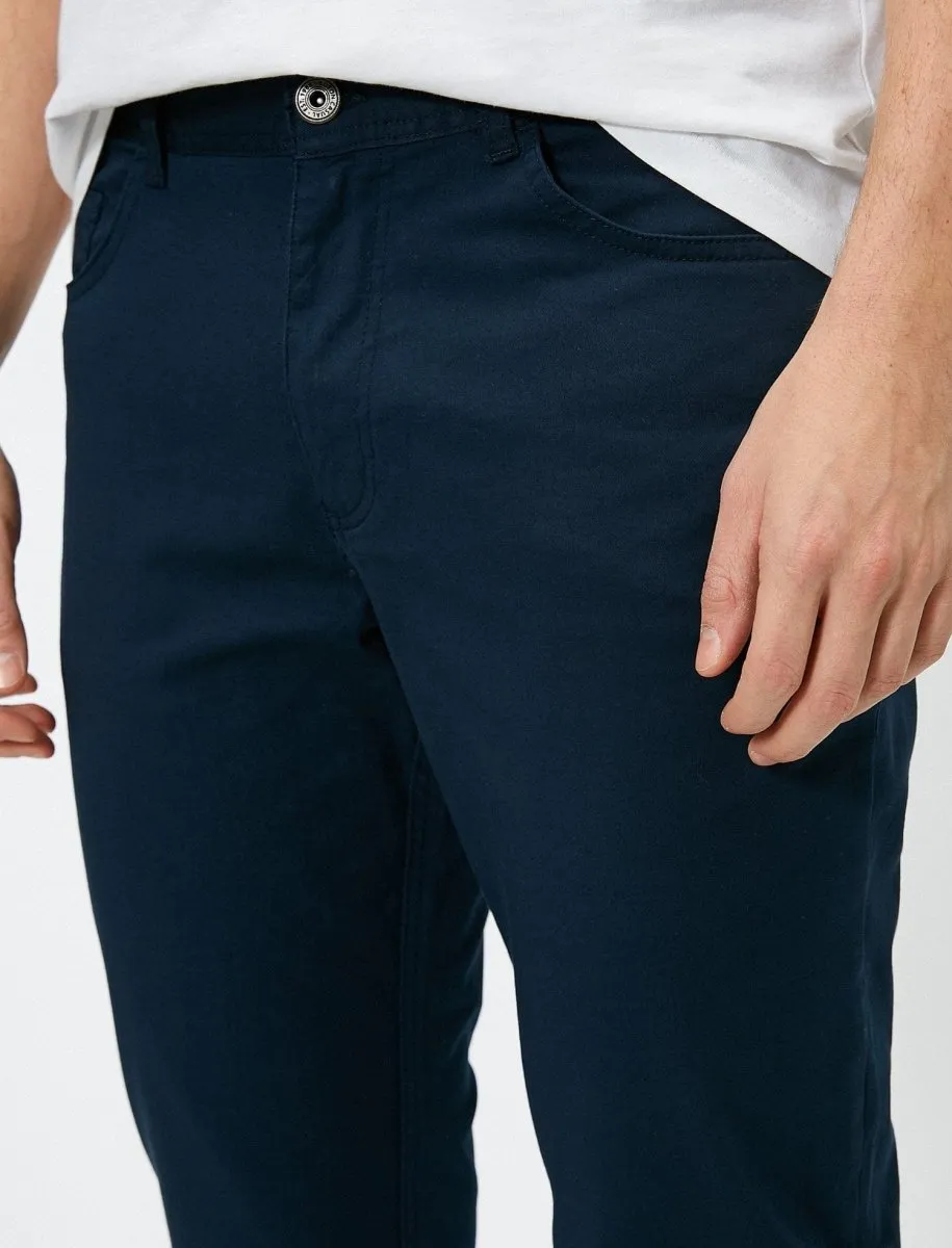 Slim Fit Twill Pants in Navy