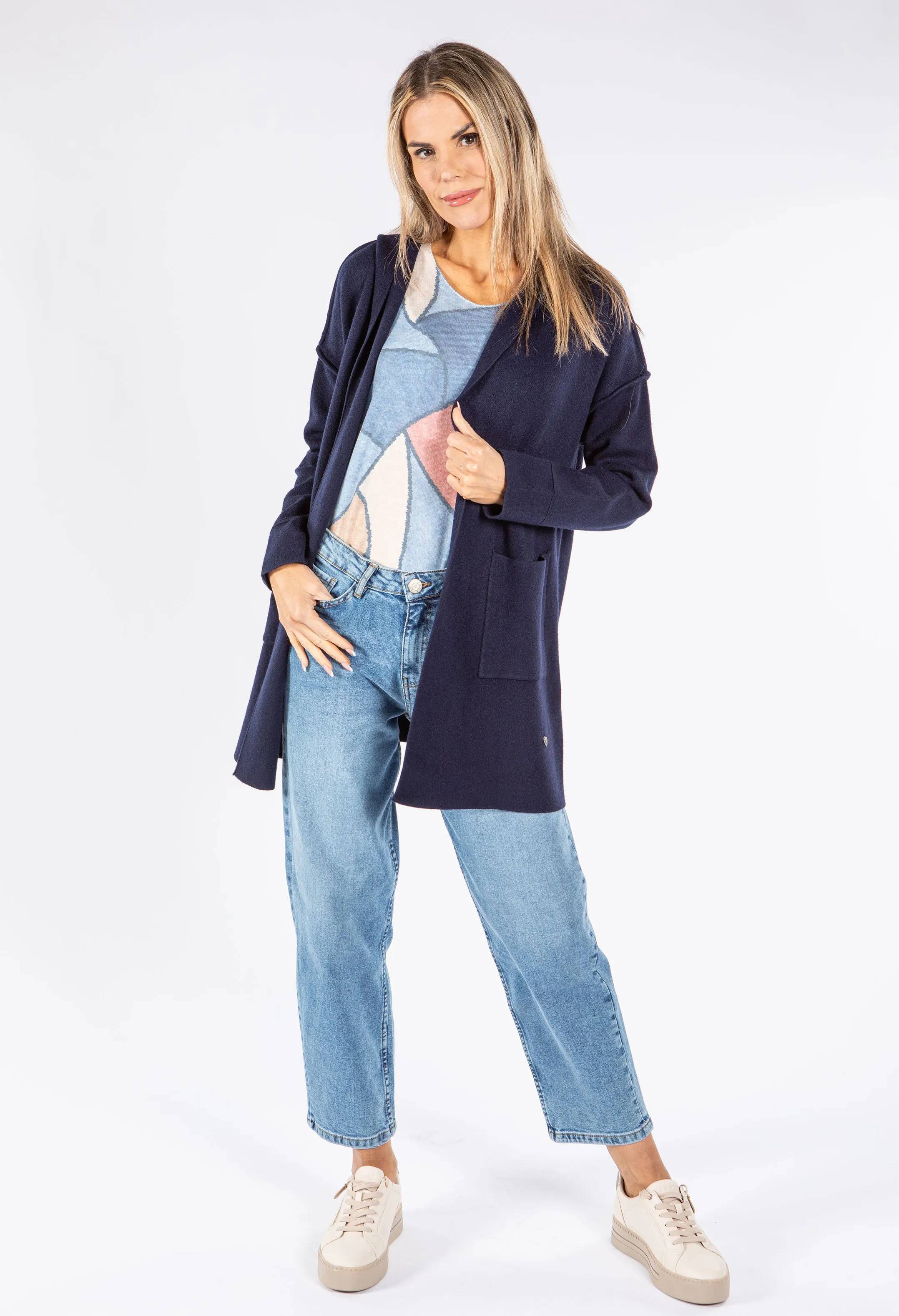 Soft Touch Fine Knit Hooded Cardigan