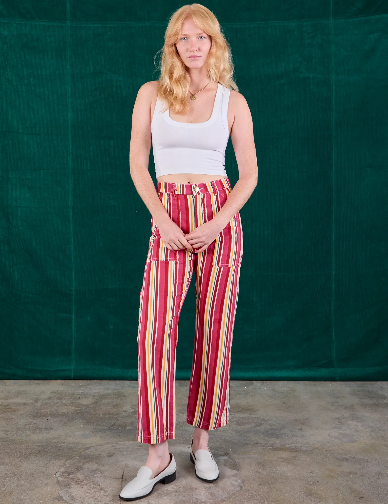 Stripe Work Pants - Cherry Candy