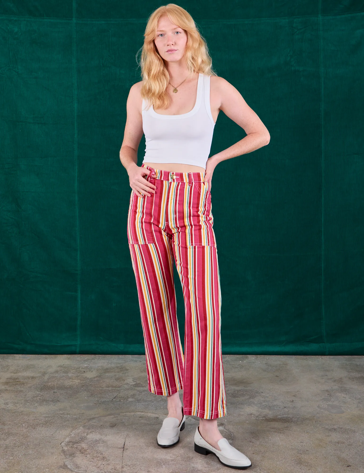 Stripe Work Pants - Cherry Candy