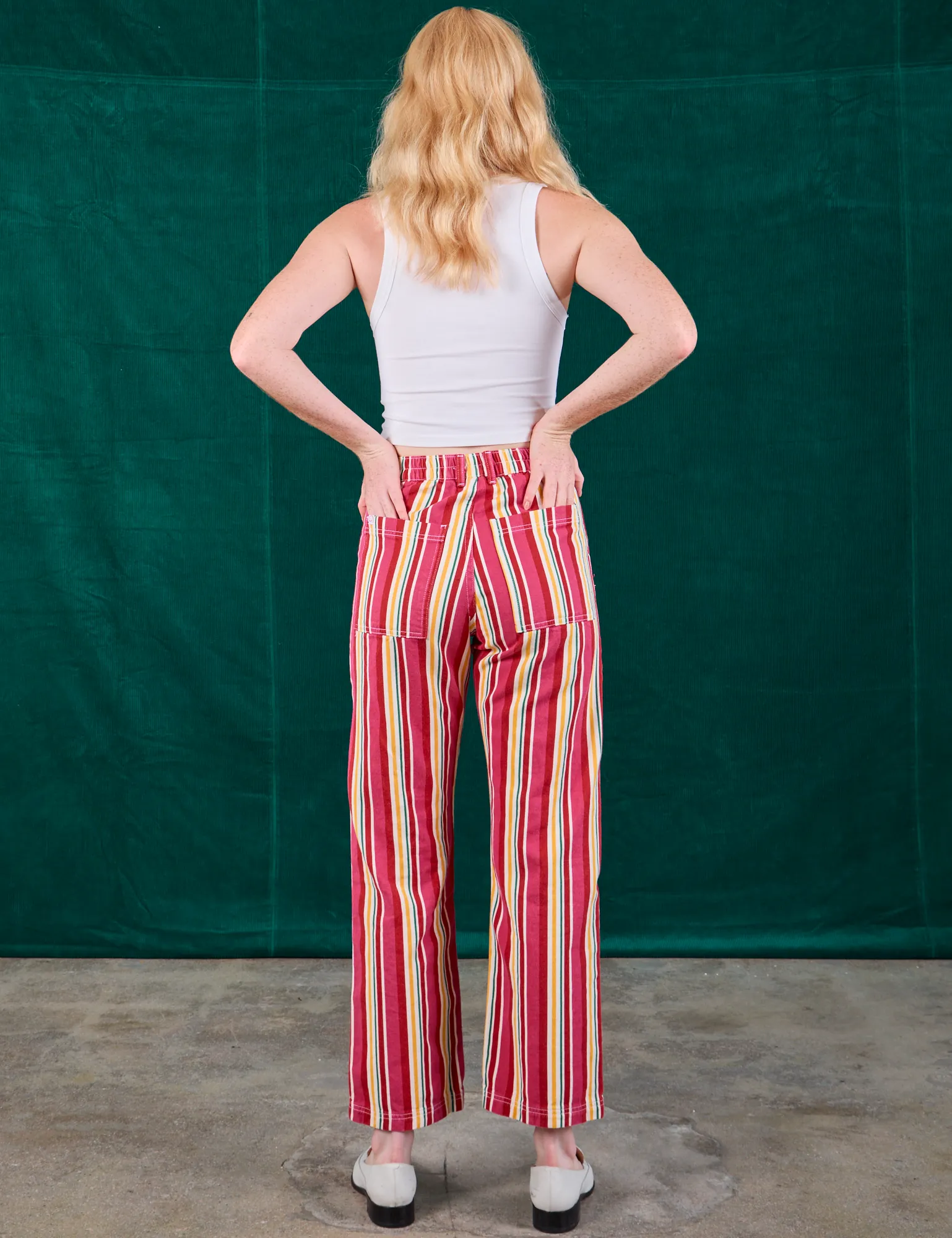 Stripe Work Pants - Cherry Candy