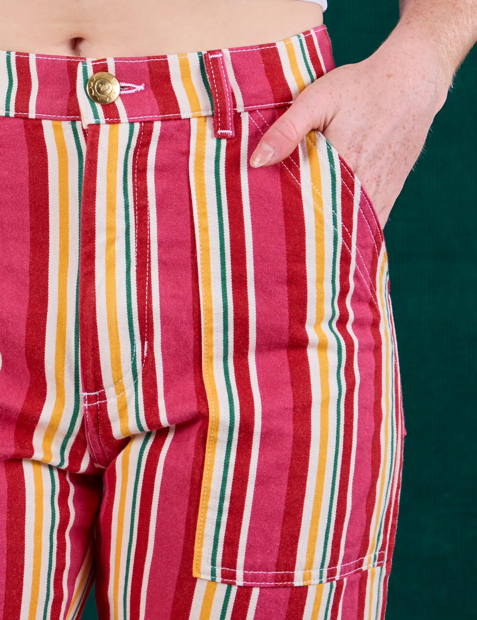 Stripe Work Pants - Cherry Candy