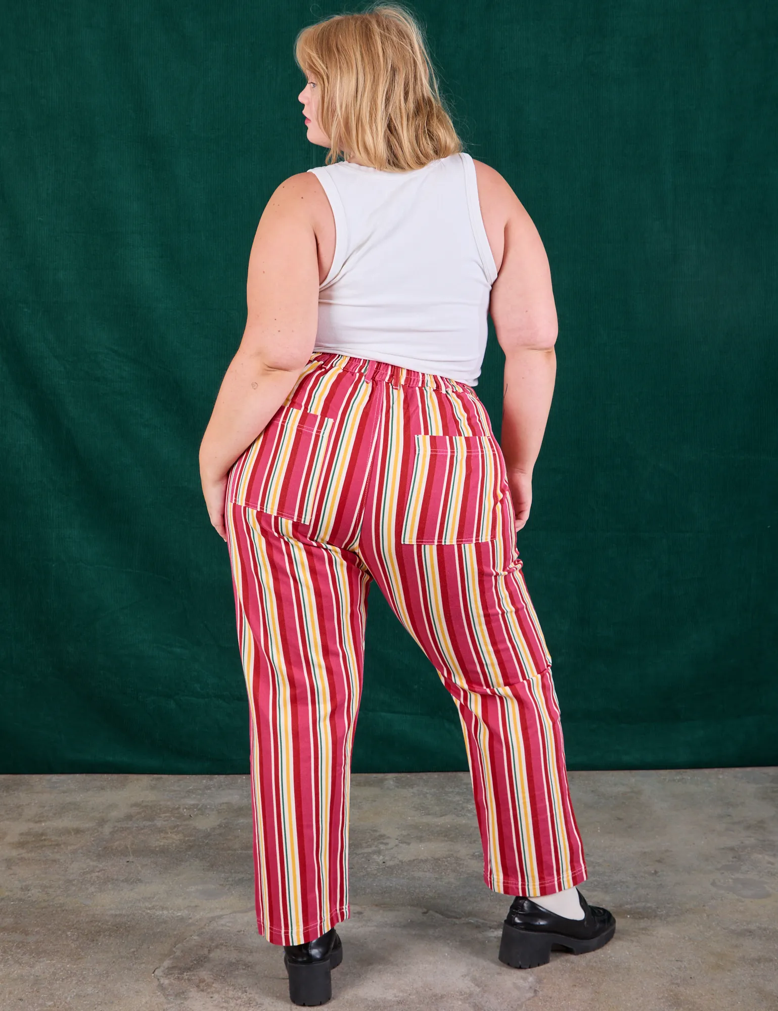 Stripe Work Pants - Cherry Candy