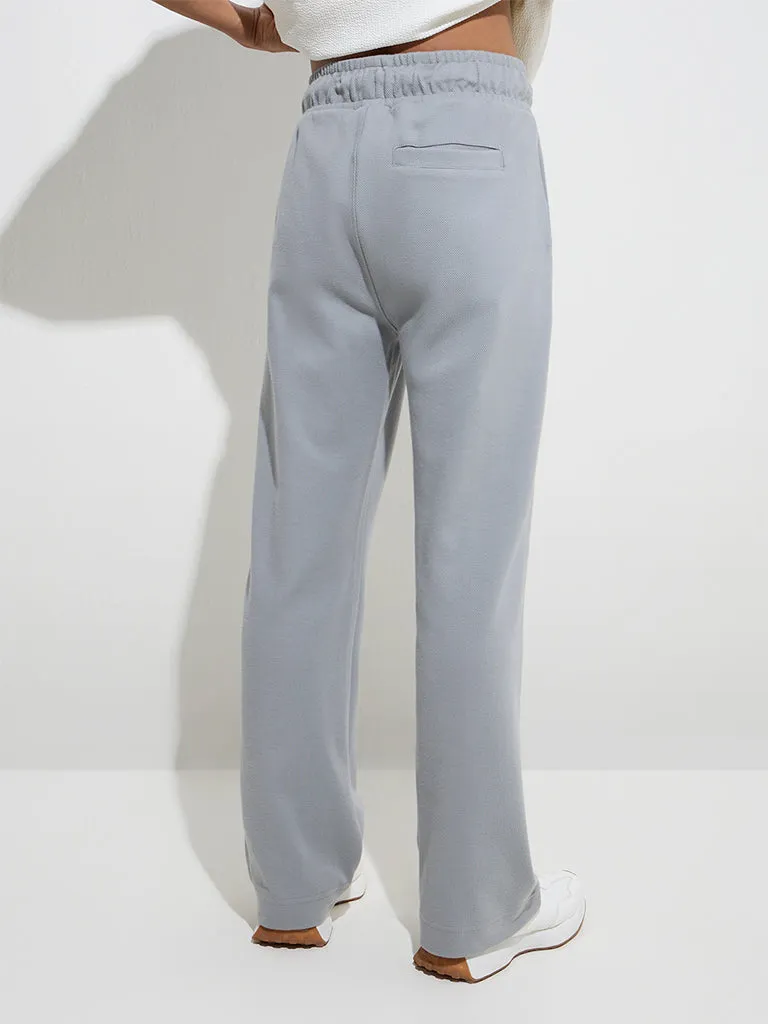 Studiofit Grey Relaxed-Fit Cotton-Blend Track Pants