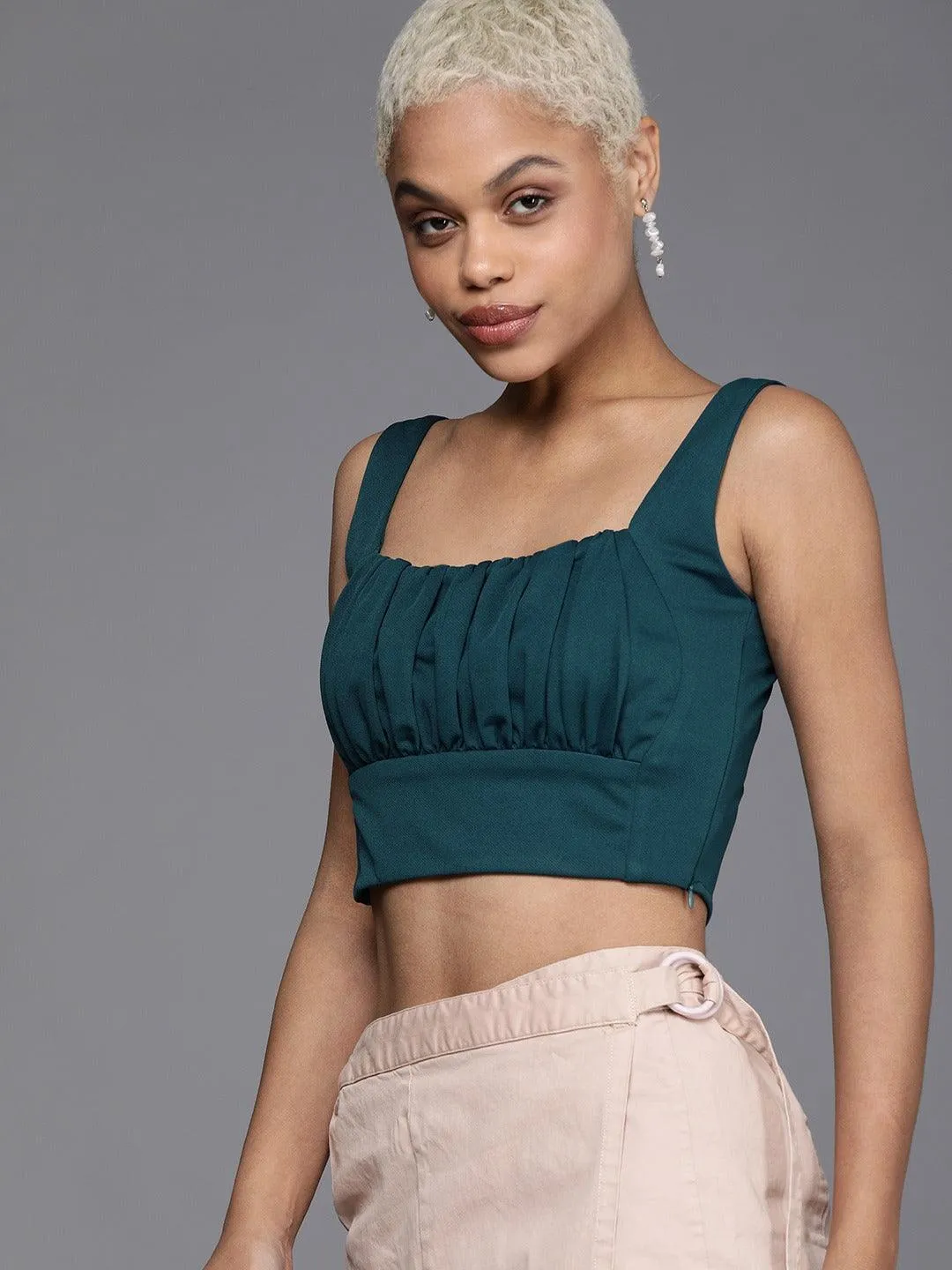 Style Quotient Women Teal Solid Tops