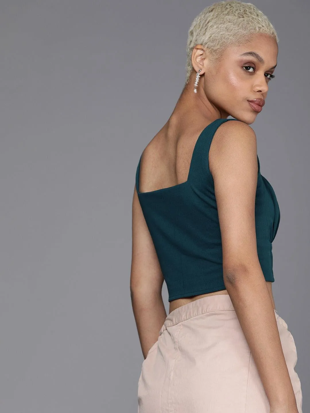 Style Quotient Women Teal Solid Tops