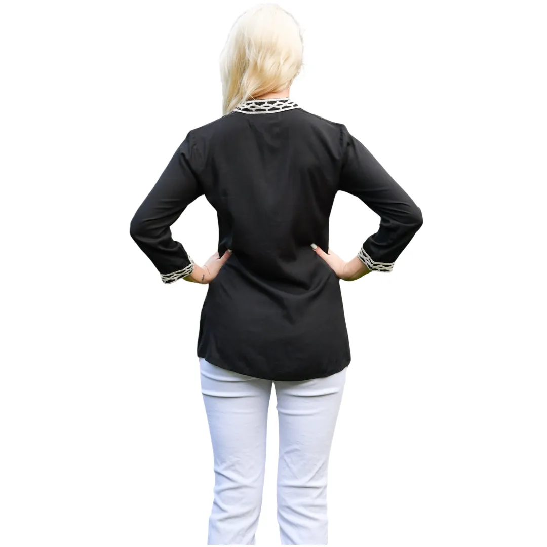 The Brie Embroidered Tunic in Blue