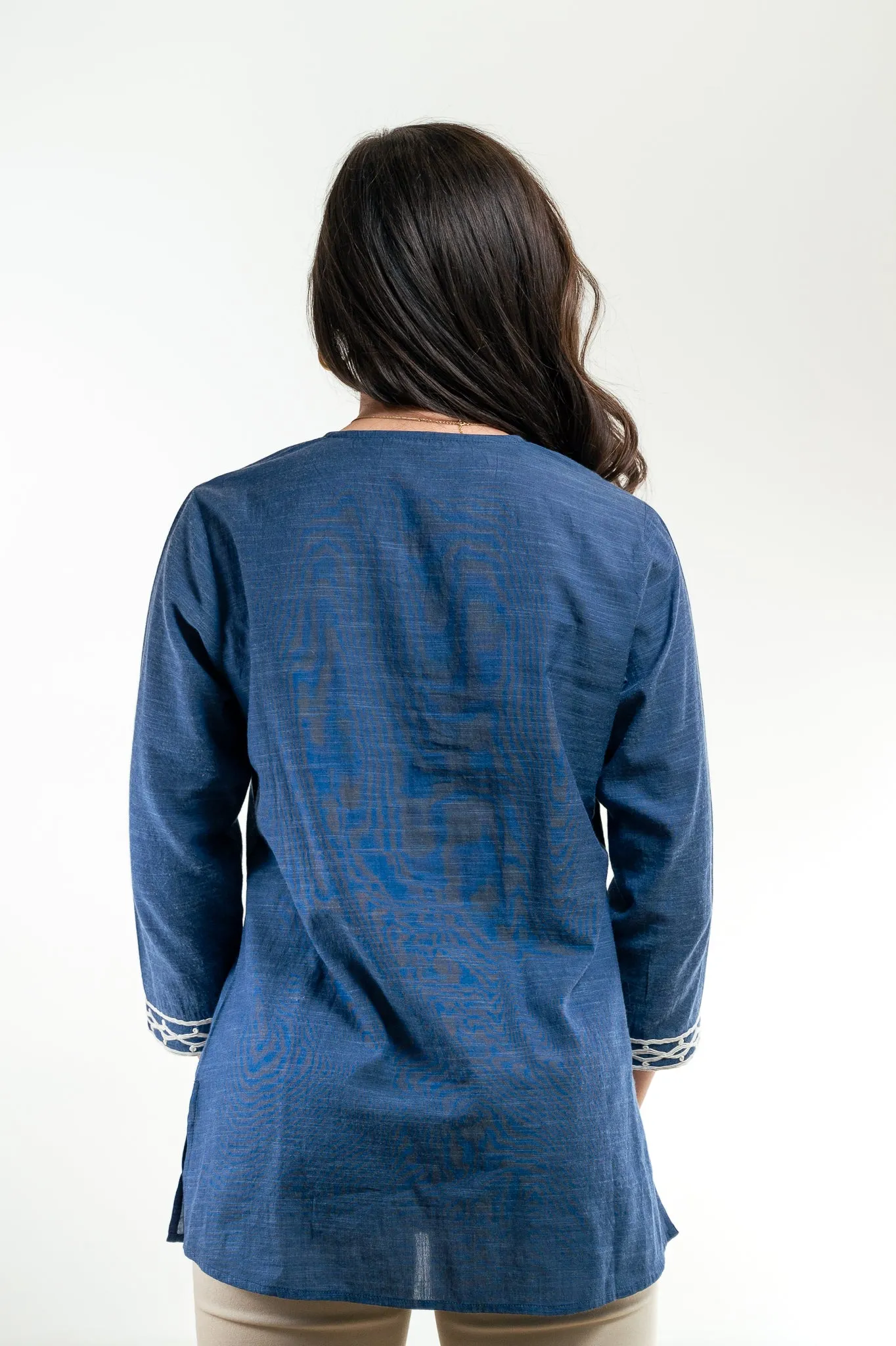 The Brie Embroidered Tunic in Blue