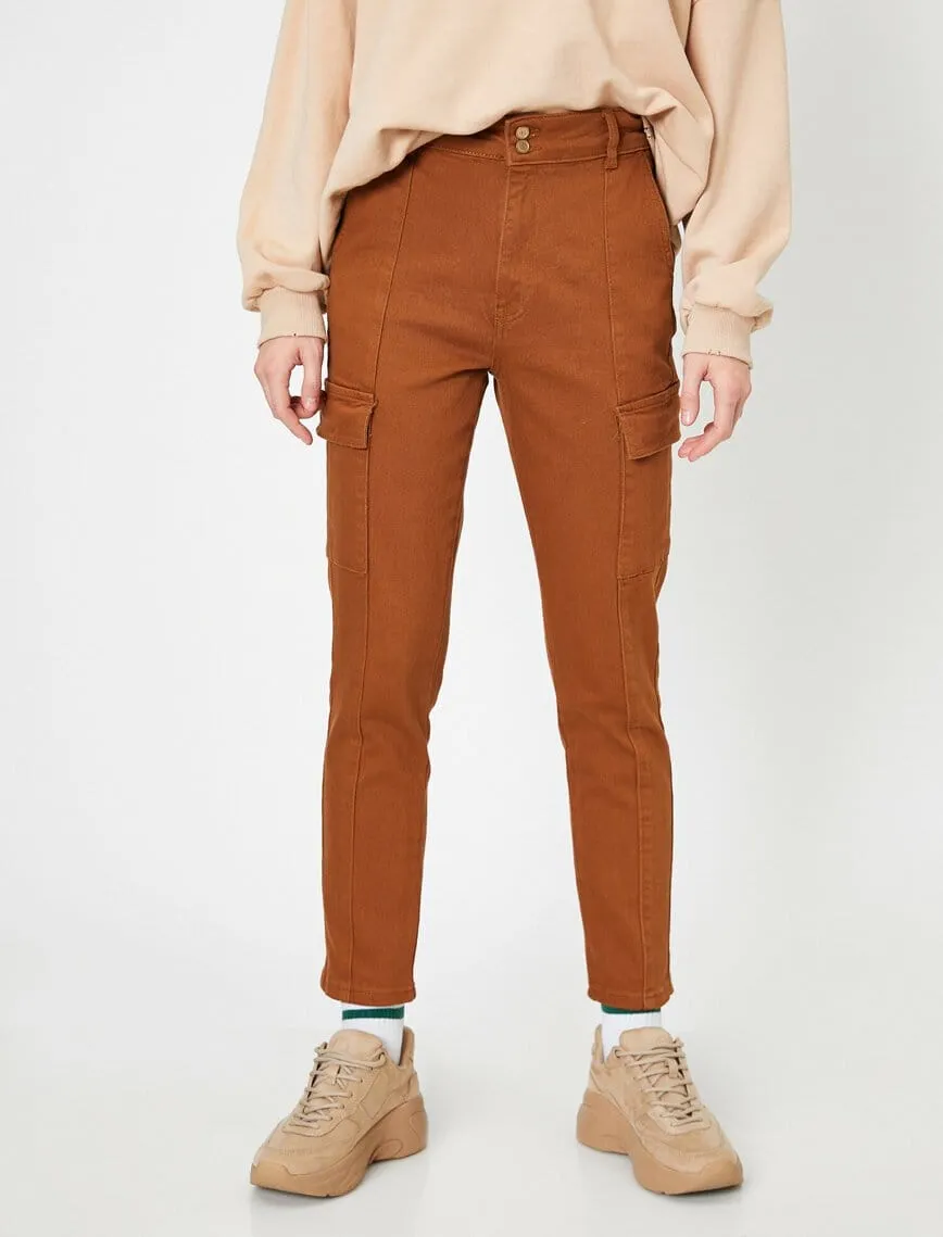 Twill Cargo Trouser in Terracotta