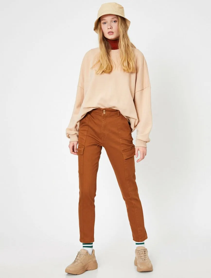 Twill Cargo Trouser in Terracotta