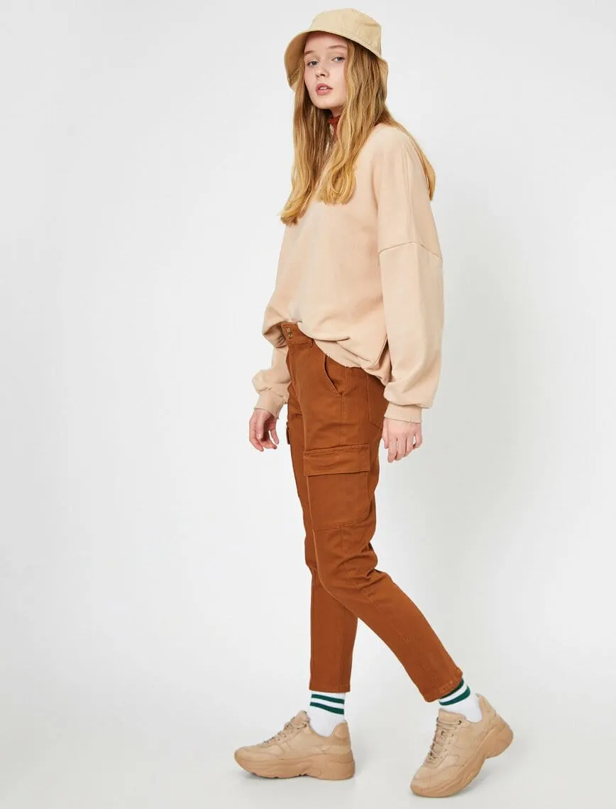 Twill Cargo Trouser in Terracotta