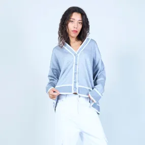 V-neck shimmer cardigan with button closure wholesale