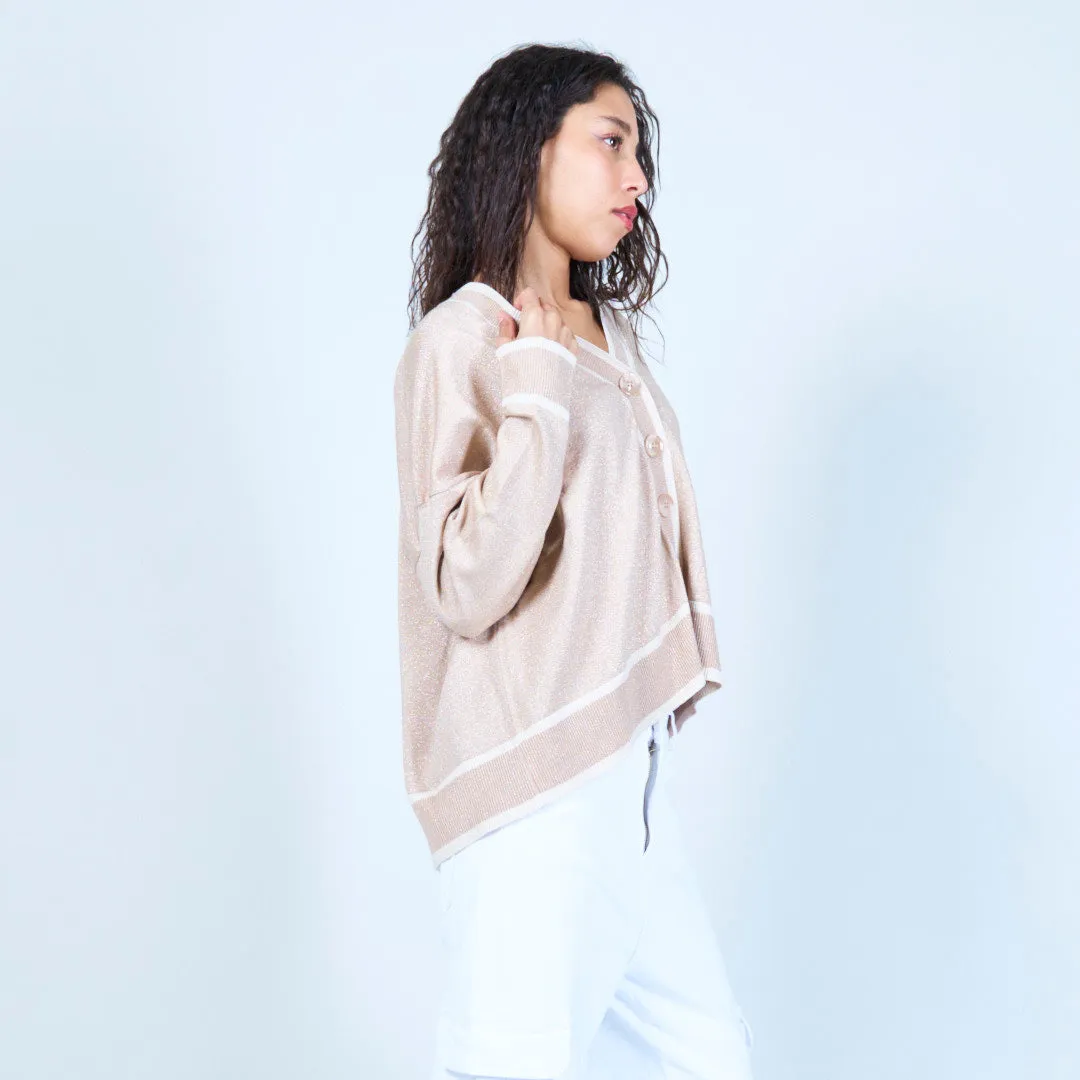 V-neck shimmer cardigan with button closure wholesale