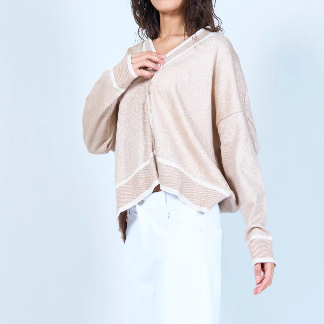 V-neck shimmer cardigan with button closure wholesale