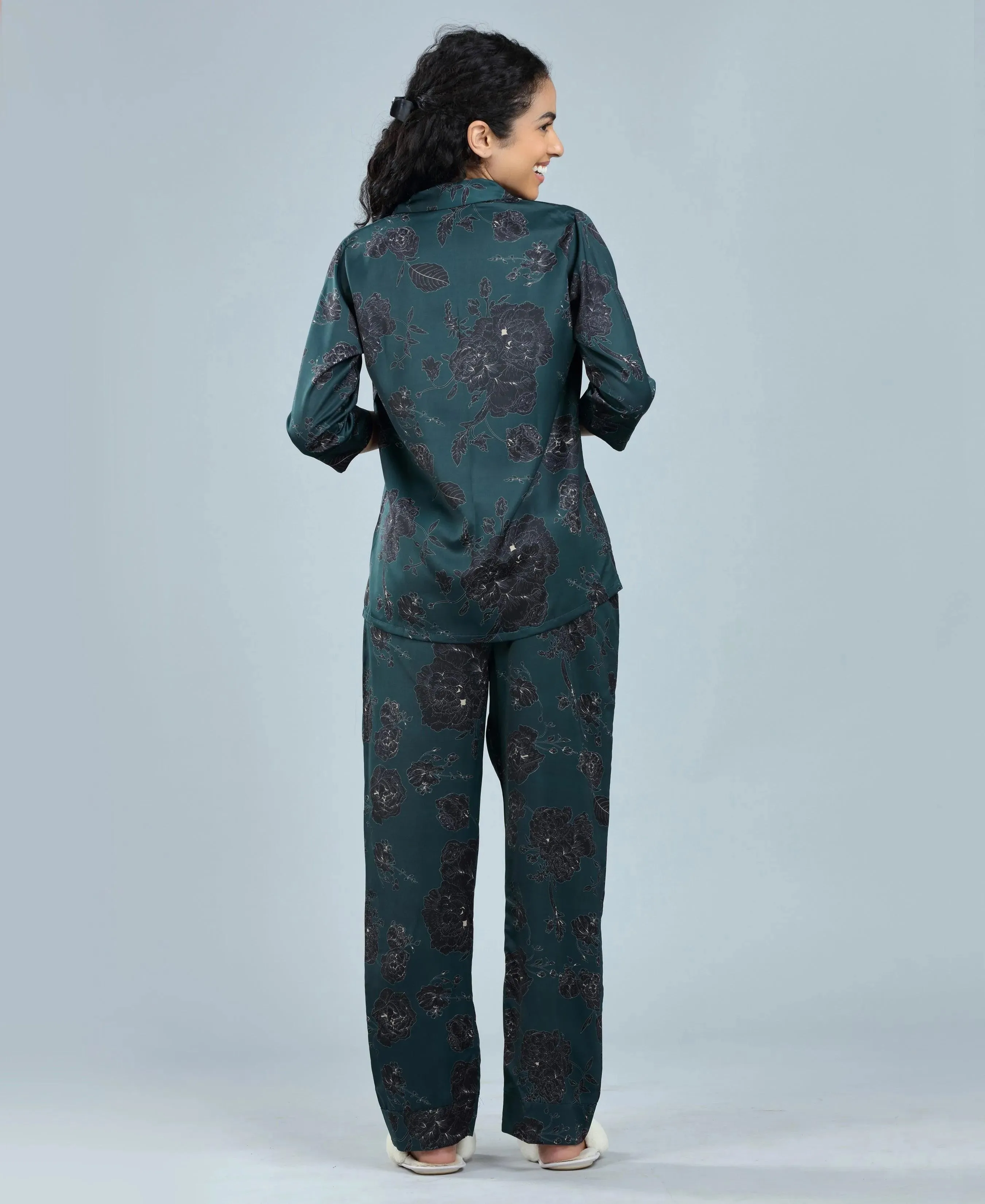 Velure Delightful Floral Satin Print Night Suit