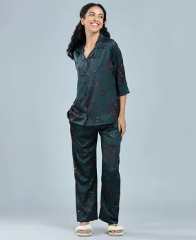 Velure Delightful Floral Satin Print Night Suit