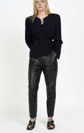 VINTAGE Black Leather High Waisted Relaxed Fit Pants
