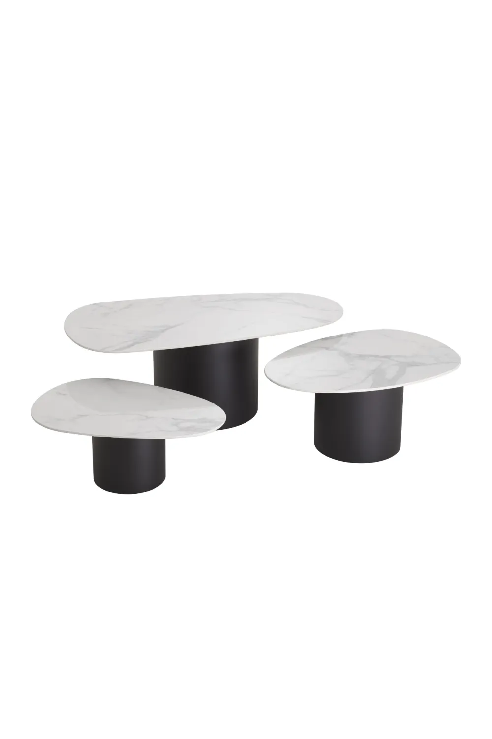 White Ceramic Marble Coffee Table Set (3) | Eichholtz Zane