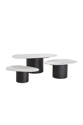 White Ceramic Marble Coffee Table Set (3) | Eichholtz Zane