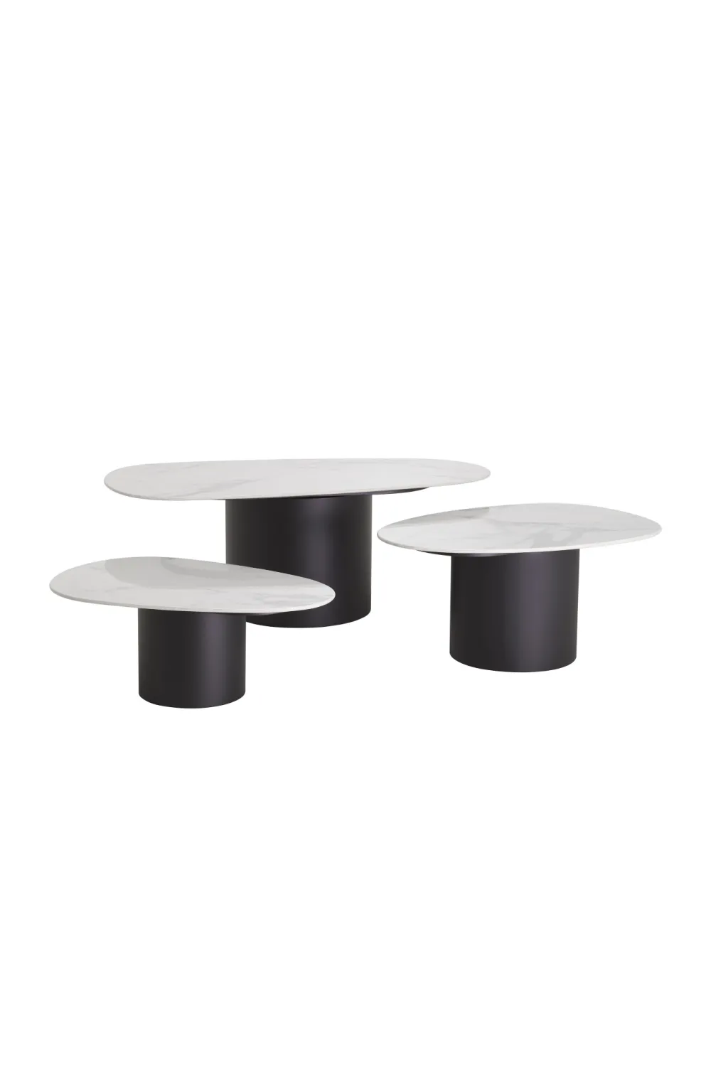 White Ceramic Marble Coffee Table Set (3) | Eichholtz Zane