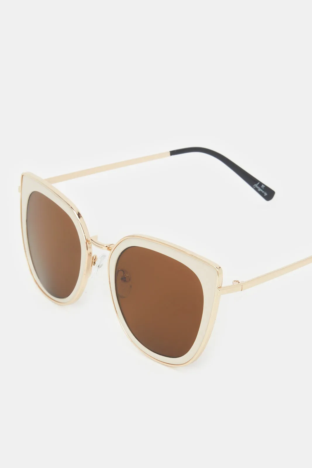 Women Cream Cat Eye Shape Sunglasses