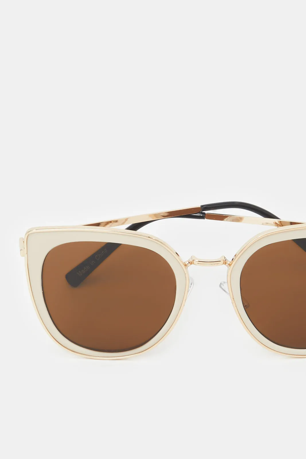 Women Cream Cat Eye Shape Sunglasses
