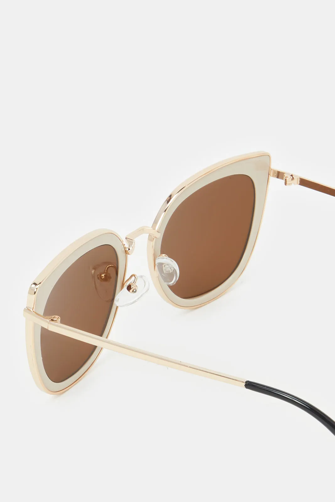 Women Cream Cat Eye Shape Sunglasses