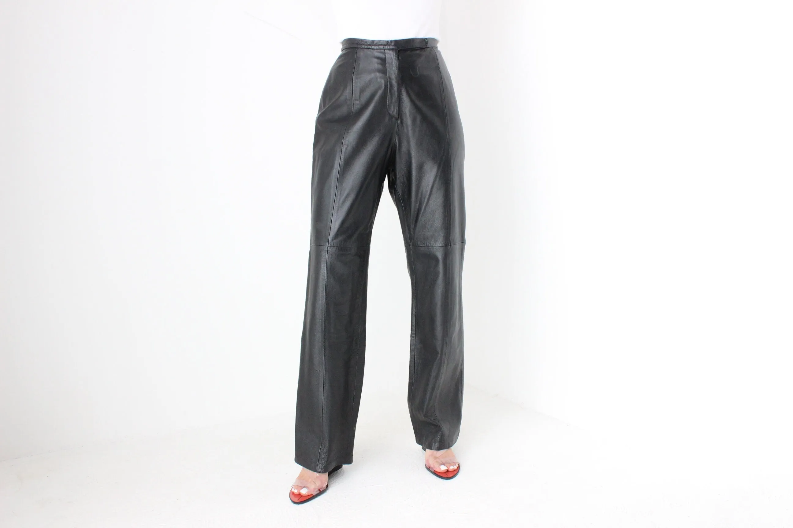 Y2K Softest Lambskin Leather Relaxed Bootcut Pants